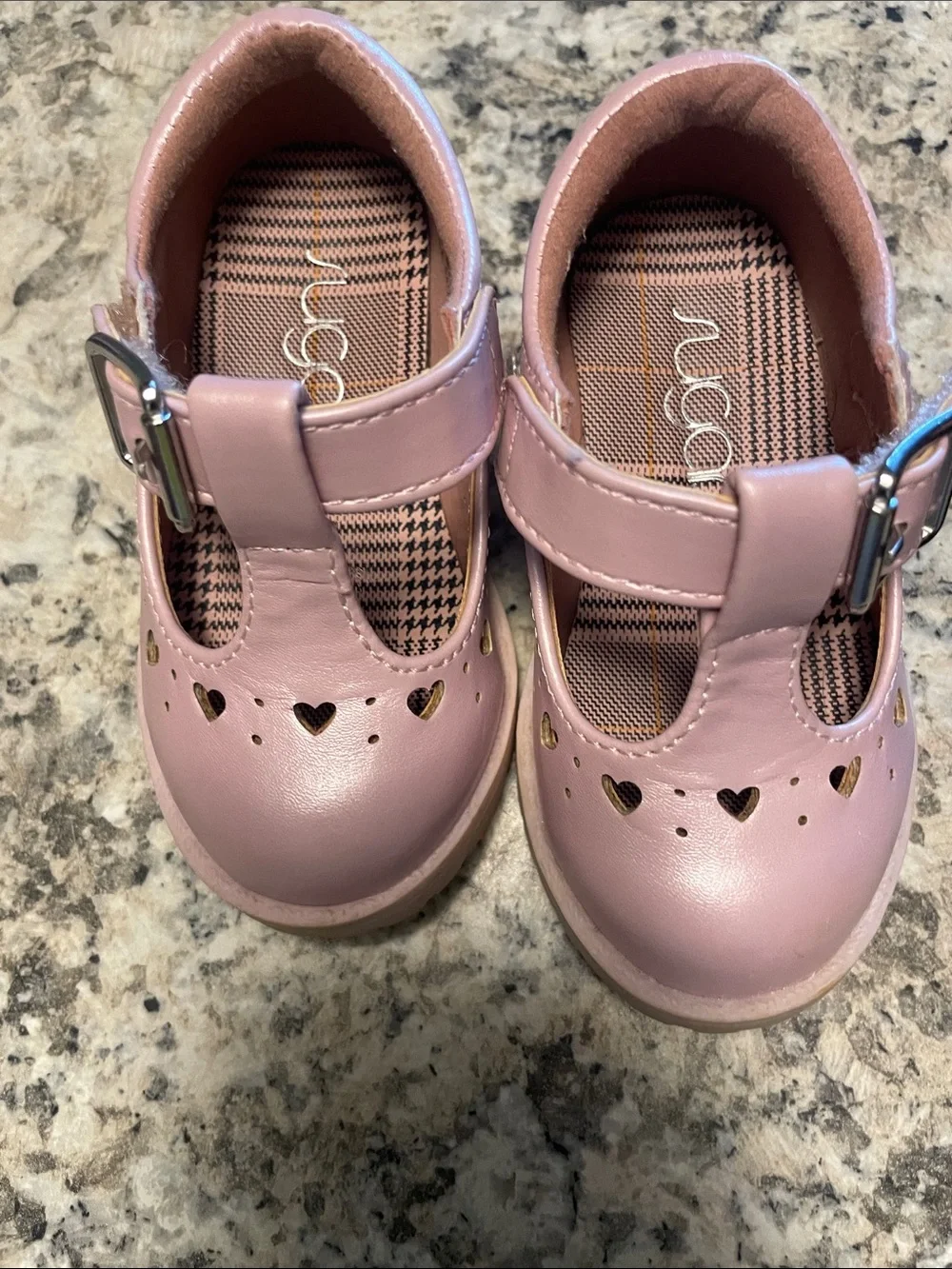 Girls Pink Mary Jane Dress Shoes with Heart Cutouts